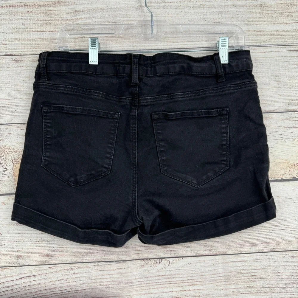 KanCan Denim Shorts Womens 13 Black Distressed Cuffed Jean Shorts KC6036BK